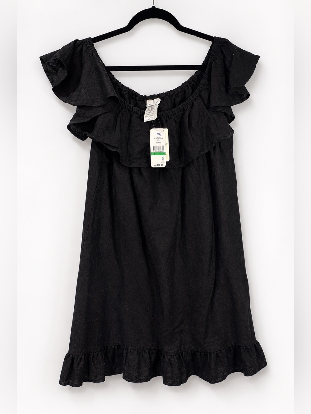 Tommy Bahama Black Linen Ruffle Sundress NWT Size Large